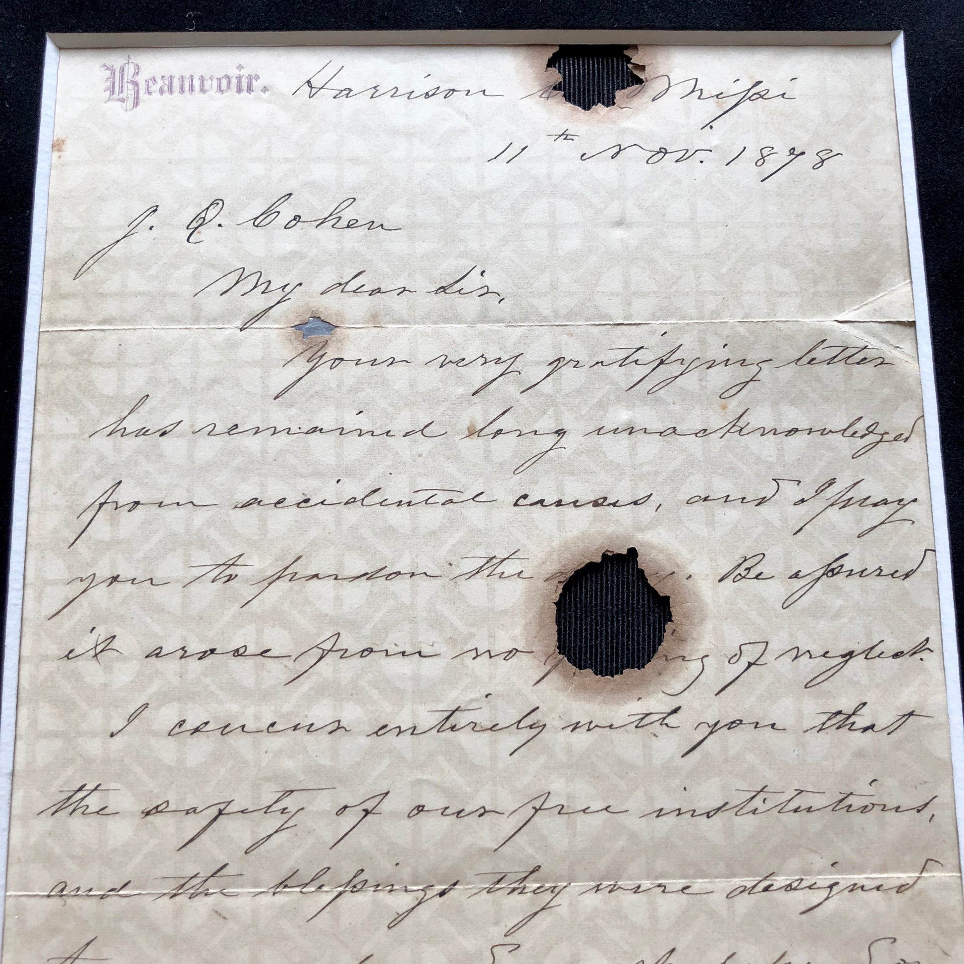 JEFFERSON DAVIS * "Sovereignty of the States" * AUTOGRAPH Letter Signed *