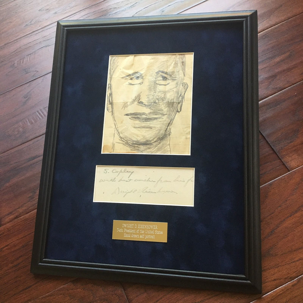 DWIGHT EISENHOWER * JSA COA * President Self Portrait Sketch * AUTOGRAPH Signed