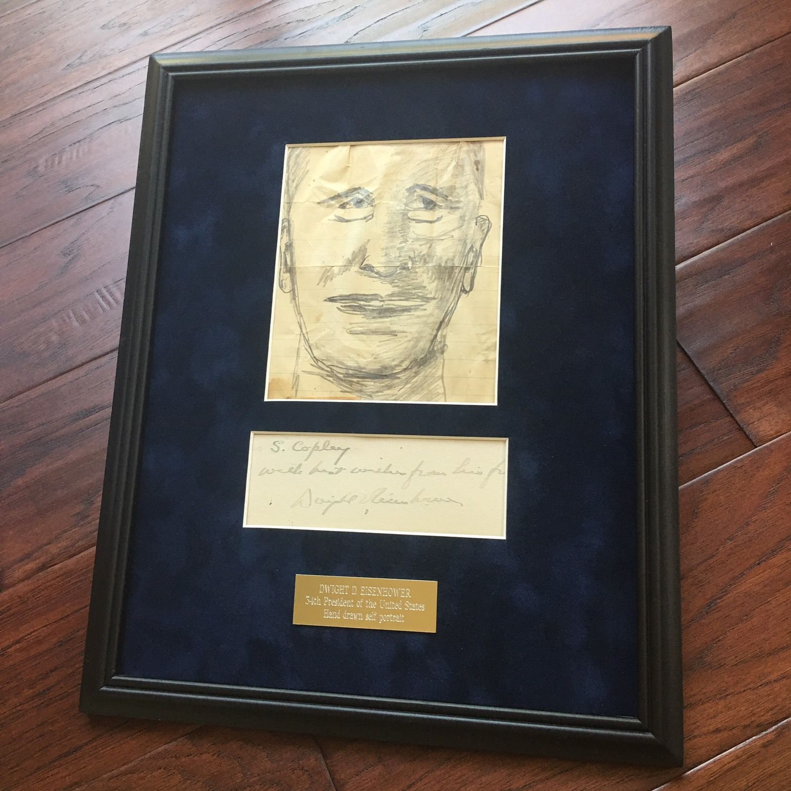 DWIGHT EISENHOWER * JSA COA * President Self Portrait Sketch * AUTOGRAPH Signed