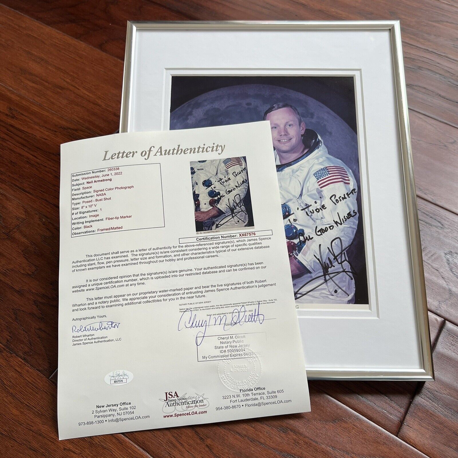 NEIL ARMSTRONG * JSA * Bold Signed NASA White Space Suit Photo Autograph
