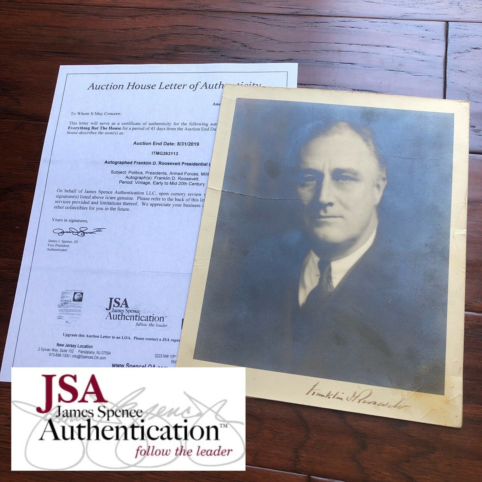 FRANKLIN D. ROOSEVELT * JSA LOA * Autograph Hand Signed Photo * President