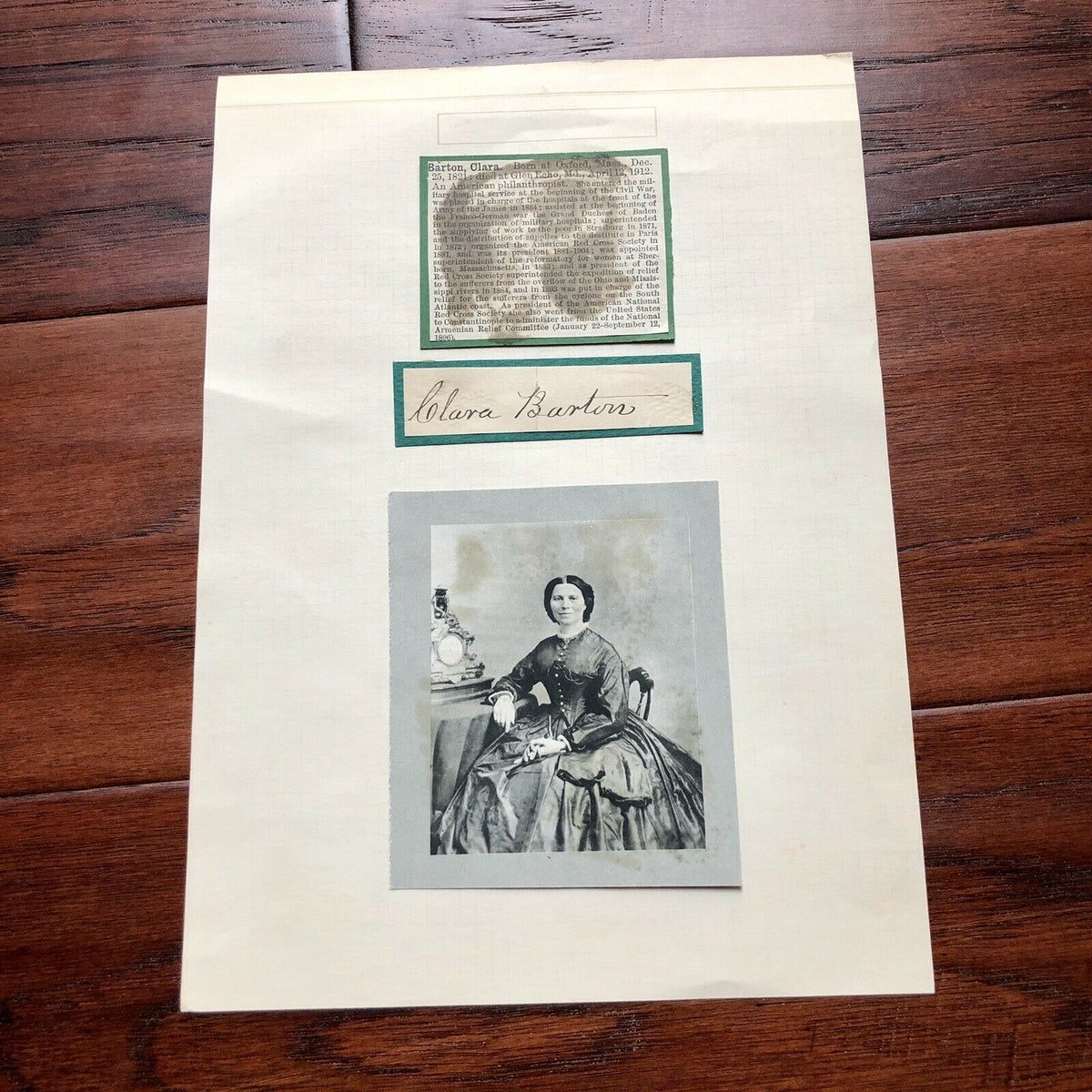 CLARA BARTON * JSA LOA * Red Cross Founder Mounted Autograph Cut Signed