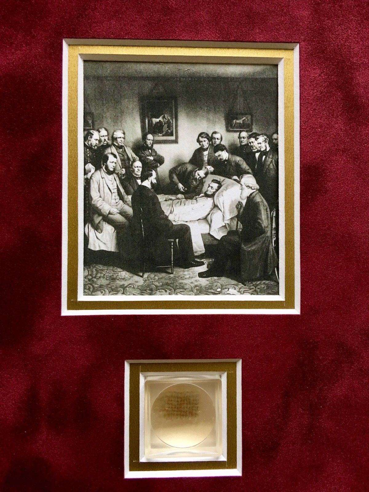 ABRAHAM LINCOLN * Genuine Assassination DEATHBED BANDAGE Relic + HAIR * COAs