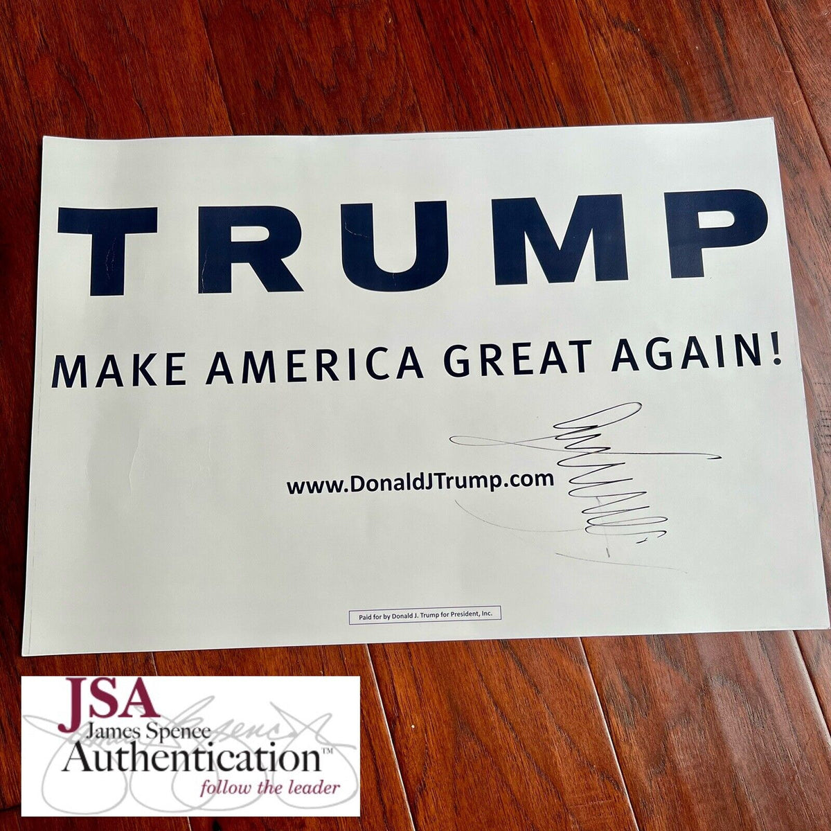 DONALD TRUMP * JSA * Signed Make America Great Again Campaign Autograph Poster