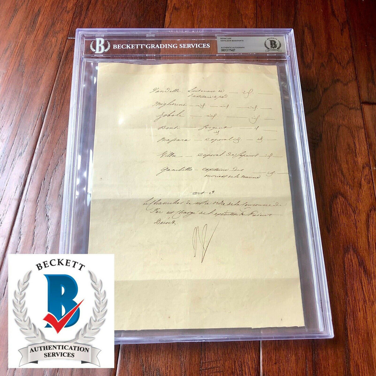 Napoleon Bonaparte * BAS Beckett Slabbed * Encapsulated Autograph Signed *