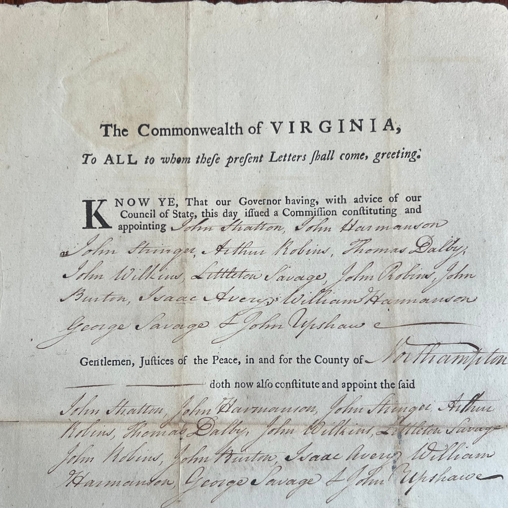 PATRICK HENRY Signed Document Appointing Justices for Slave Trials in Virginia Autograph * PSA