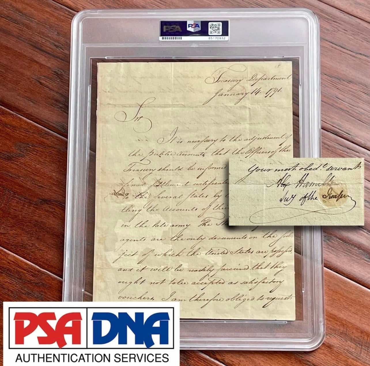 ALEXANDER HAMILTON * PSA * Letter Signed Settling Revolutionary War Veterans Pensions