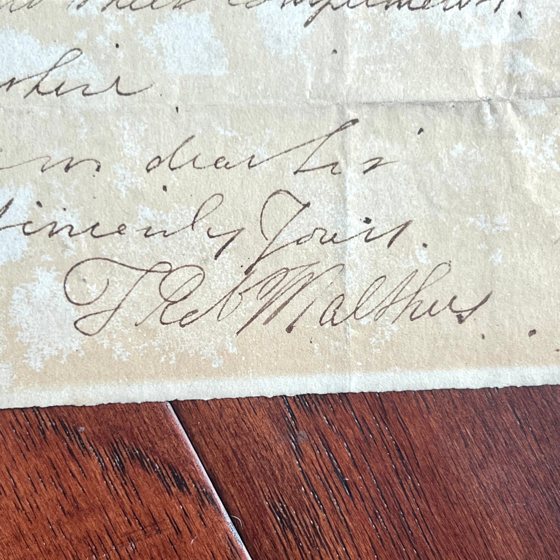 THOMAS ROBERT MALTHUS * BECKETT * HANDWRITTEN AUTOGRAPH LETTER SIGNED ECONOMIST