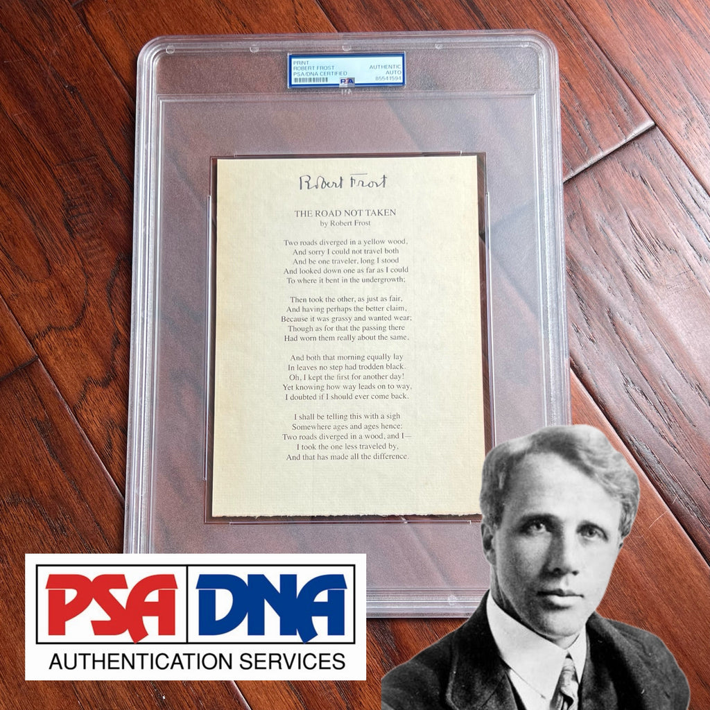 ROBERT FROST * PSA * Autograph "ROAD NOT TAKEN" Signed Souvenir Printed POEM