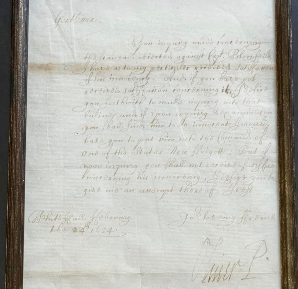 OLIVER CROMWELL * PSA * 1654 LETTER SIGNED AS LORD PROTECTOR AUTOGRAPH