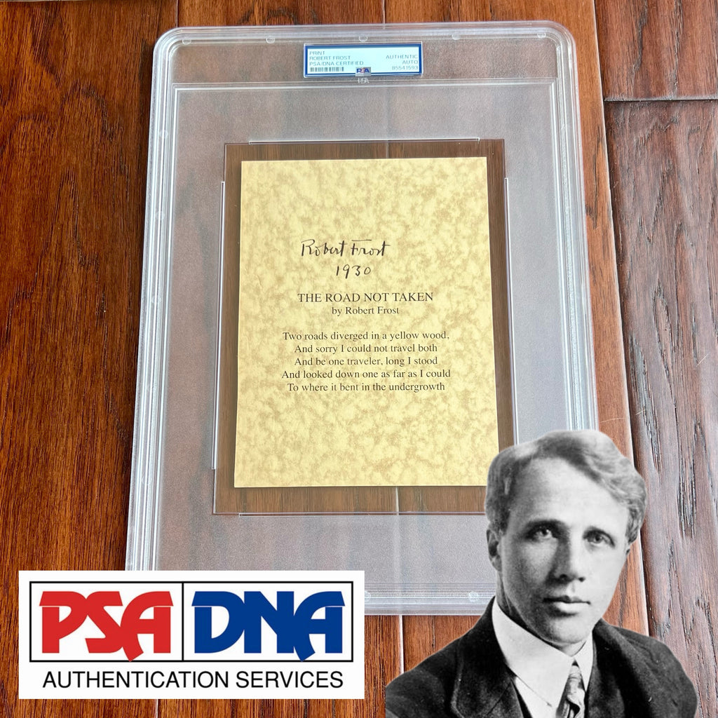 ROBERT FROST * PSA * Autograph "ROAD NOT TAKEN" Signed Souvenir Printed POEM