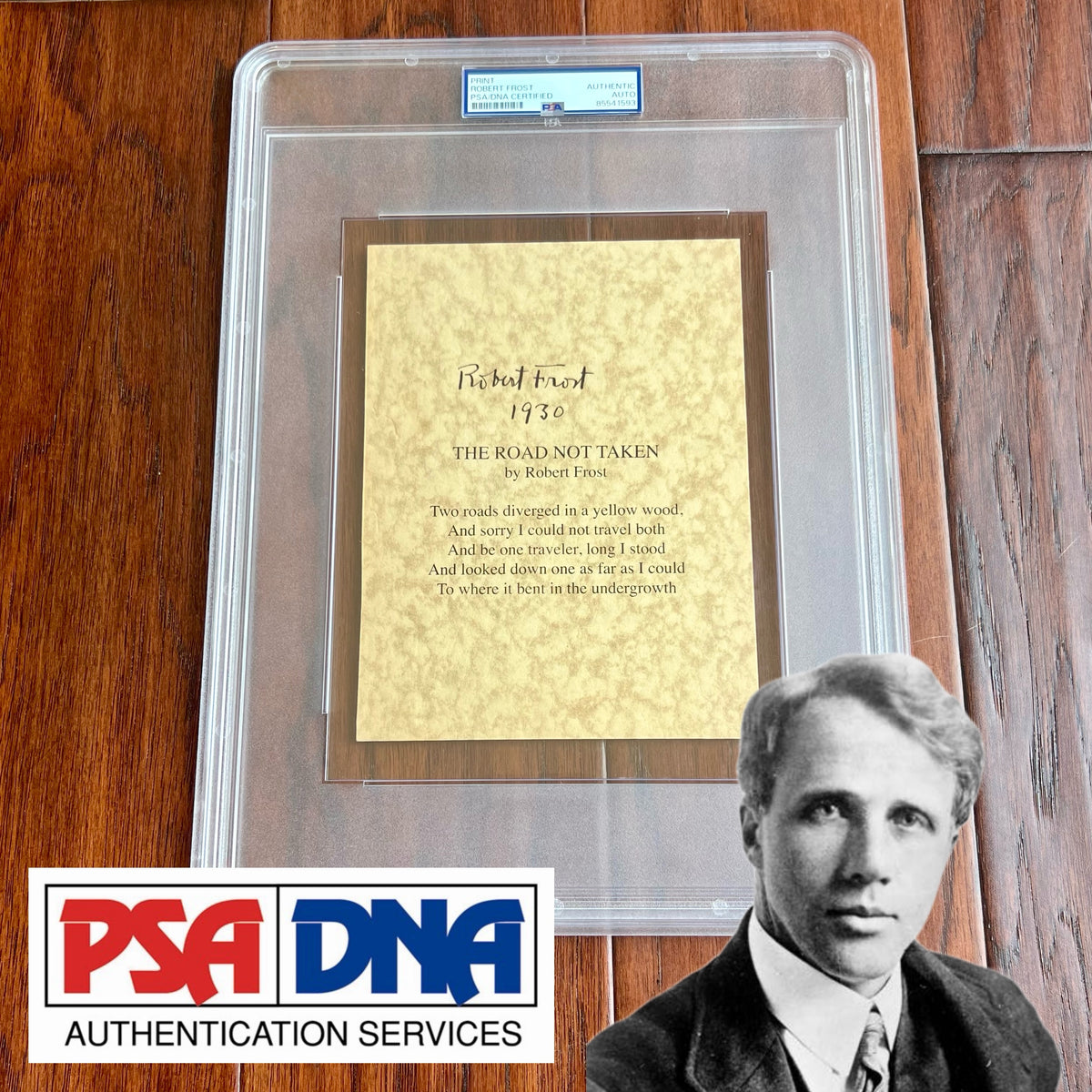 ROBERT FROST * PSA * Autograph "ROAD NOT TAKEN" Signed Souvenir Printed POEM