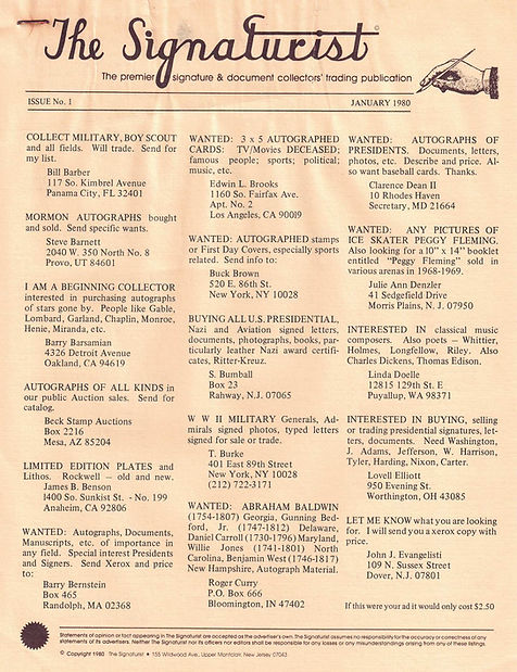 Signaturist-Ink inaugural 1980 publication 