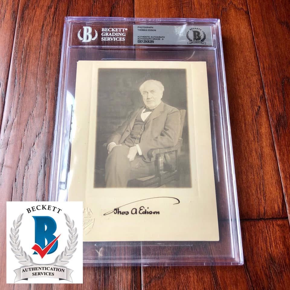 THOMAS EDISON * BAS BECKETT Graded 9 * Signed Portrait Photo Autograph