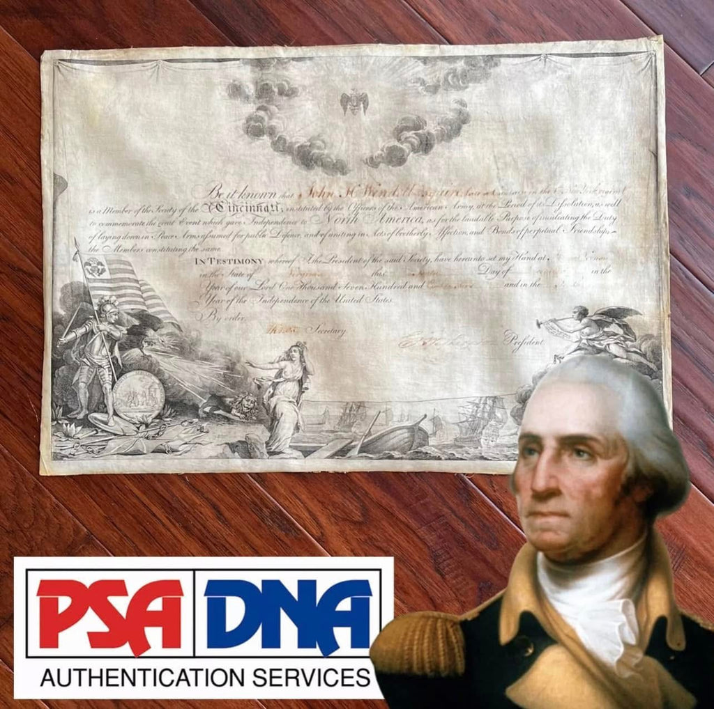 GEORGE WASHINGTON & HENRY KNOX * PSA * Beautiful Signed Society of Cincinnati Document Autograph