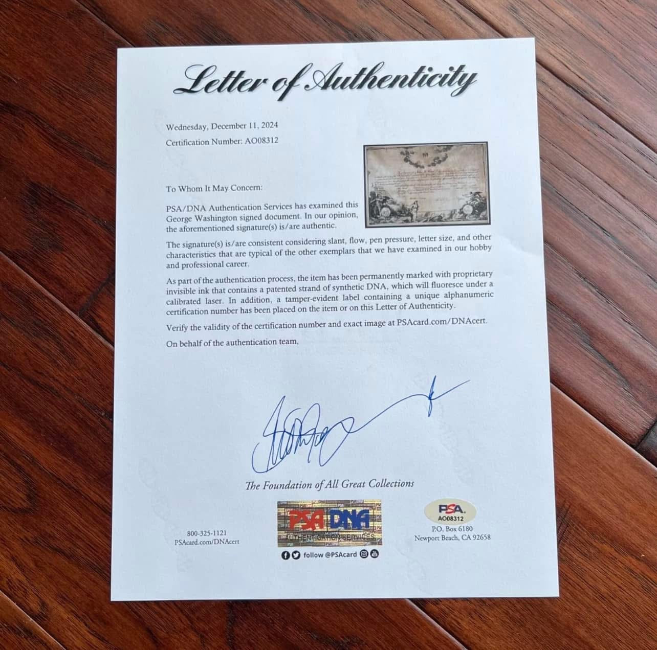 GEORGE WASHINGTON & HENRY KNOX * PSA * Beautiful Signed Society of Cincinnati Document Autograph