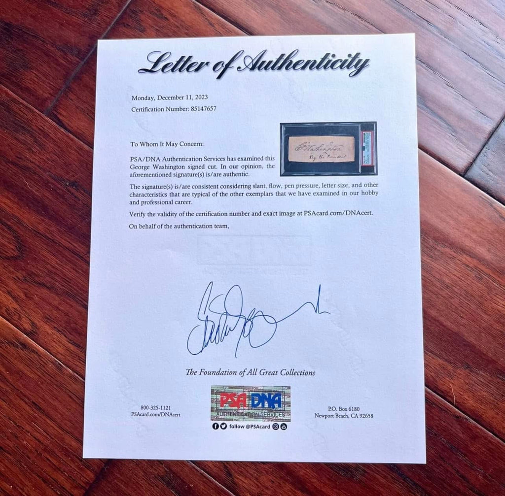 George Washington * PSA/DNA * Striking Cut Signature As President Autograph