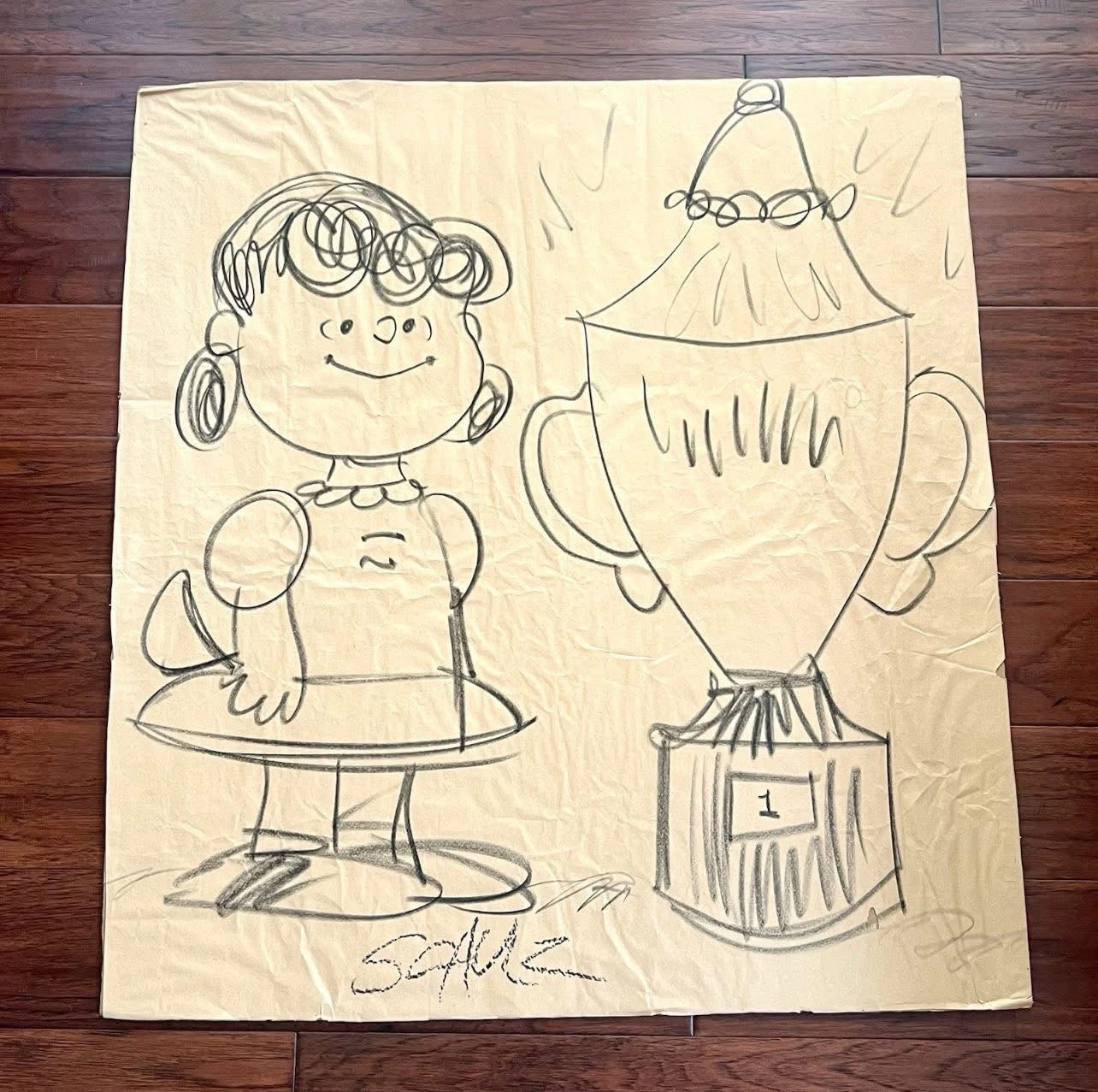 CHARLES SCHULZ * PSA * Massive Signed 30” x 32” Sketch of Lucy