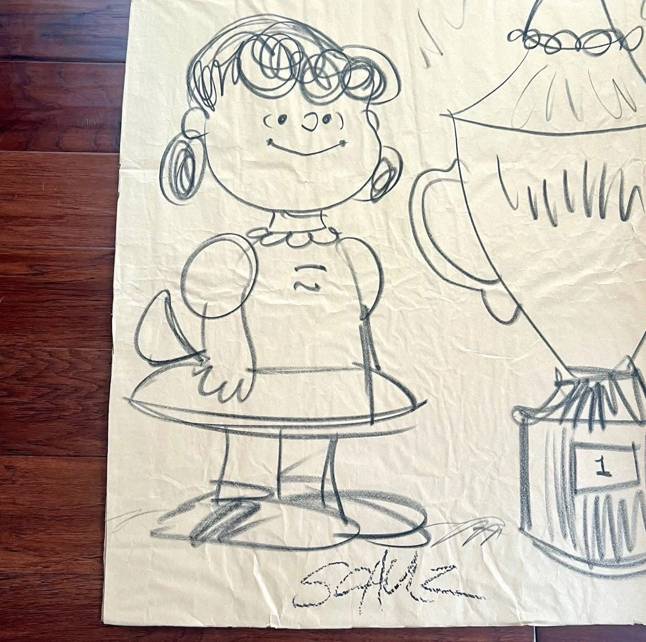 CHARLES SCHULZ * PSA * Massive Signed 30” x 32” Sketch of Lucy