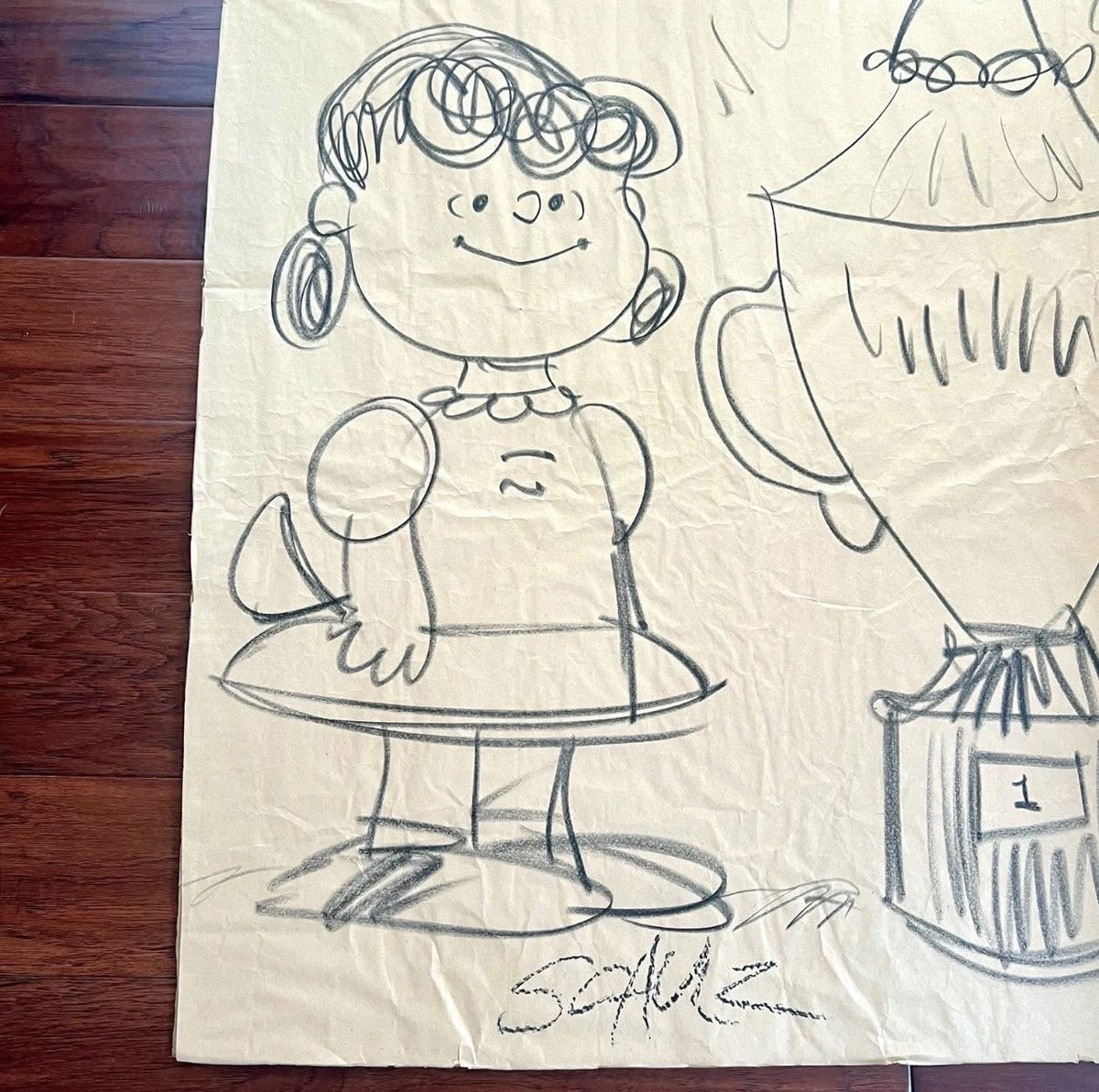 CHARLES SCHULZ * PSA * Massive Signed 30” x 32” Sketch of Lucy