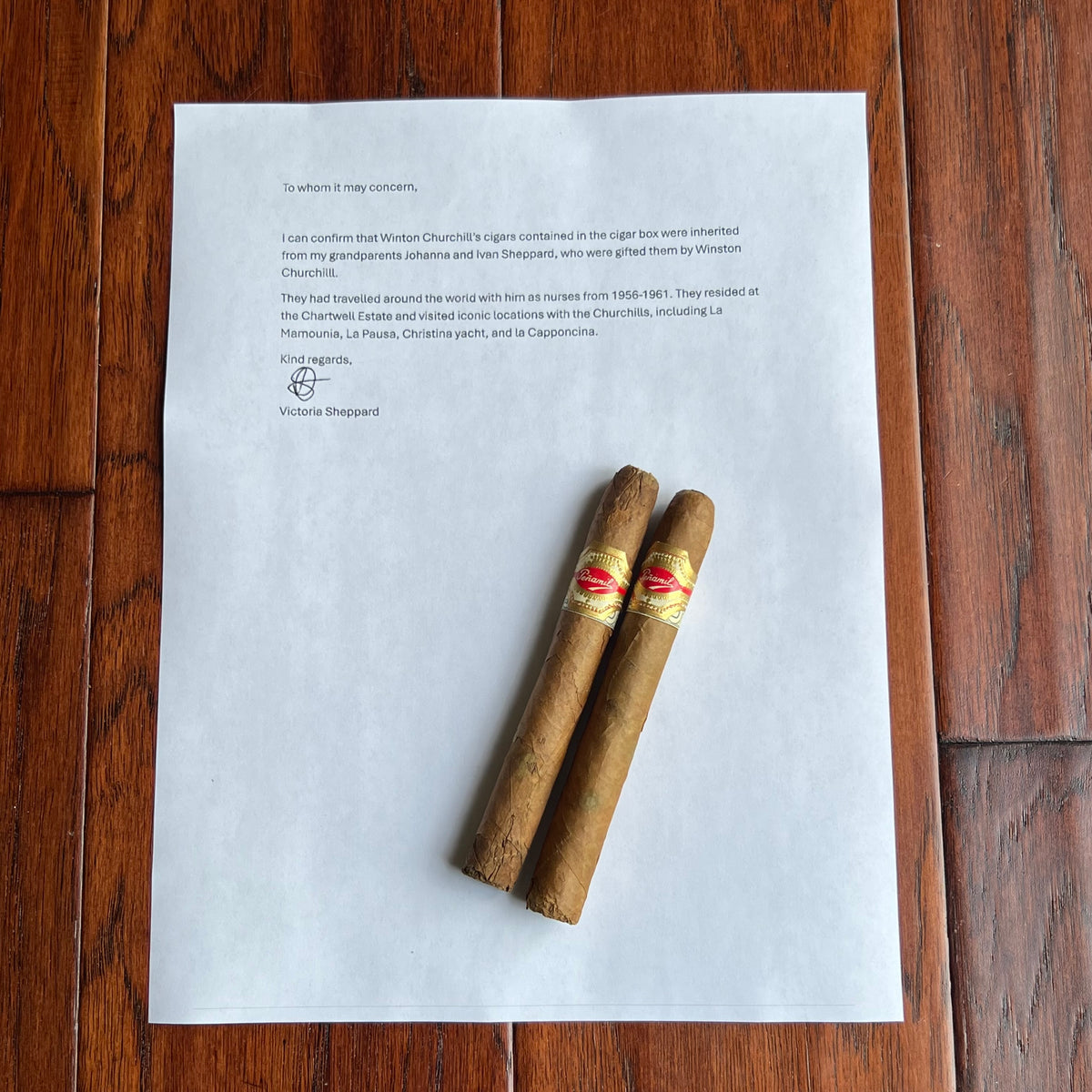 Winston Churchill’s Personally Owned Peñamil Cigars & Cigar Box — From the Family of His Caregivers, Johanna & Ivan Sheppard