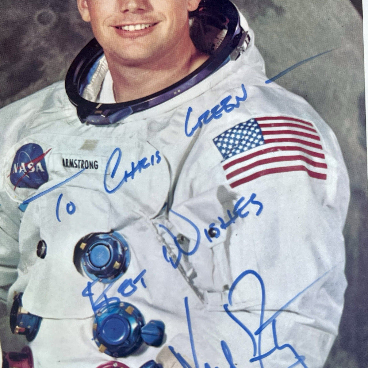 NEIL ARMSTRONG * JSA * Autograph White Space Suit Photo Signed * Apollo 11